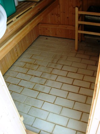 Dirty Tiled Sauna before being cleaned by Tile Doctor Cambridge
